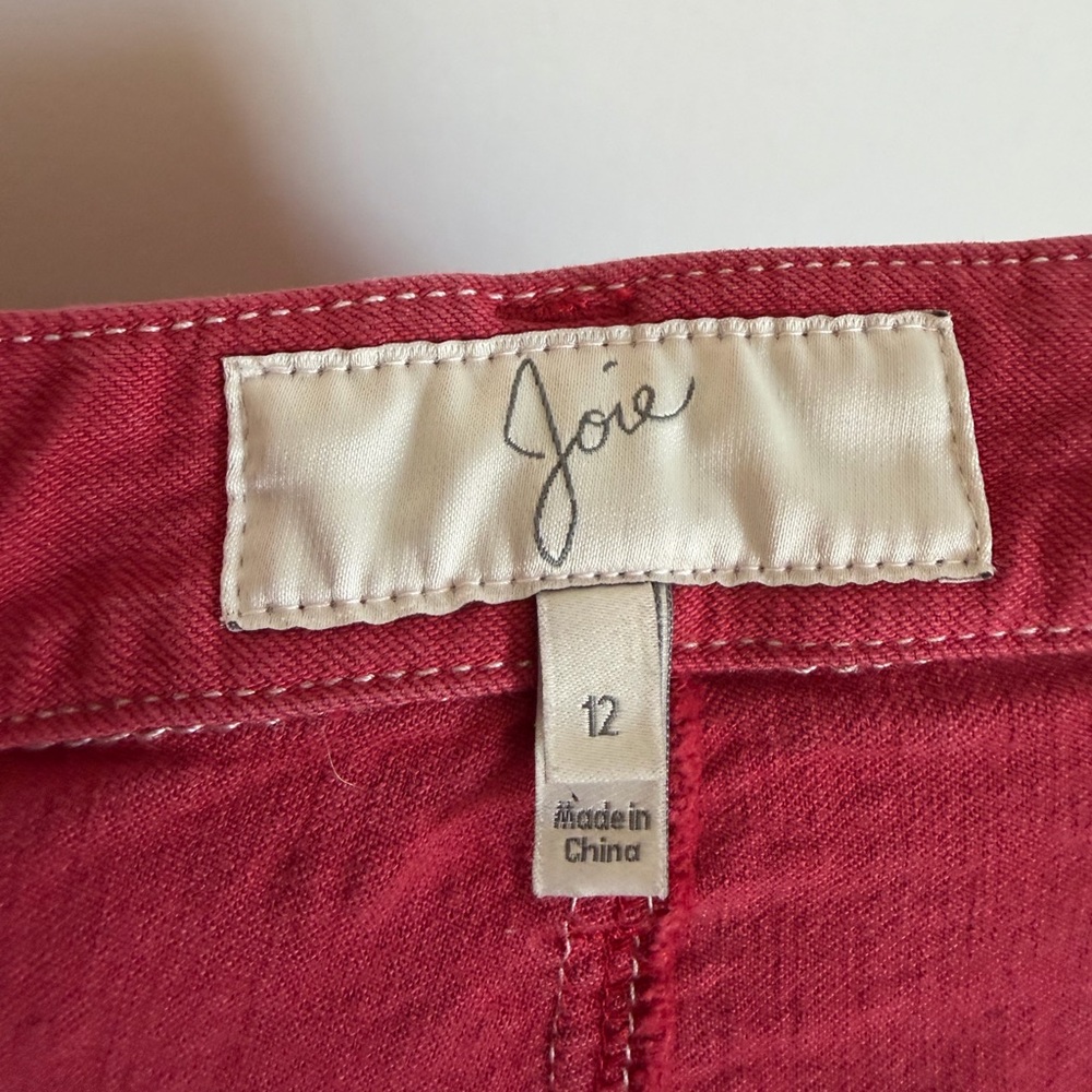 Joie Red Cargo Mid-Rise Pants with Contrast White Stitching size 12 EUC - Picture 7 of 9